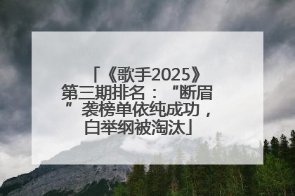 《歌手2025》第三期排名：“断眉”袭榜单依纯成功，白举纲被淘汰