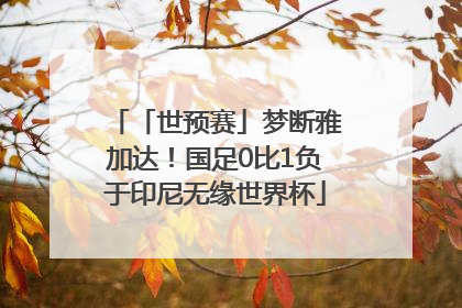 「世预赛」梦断雅加达！国足0比1负于印尼无缘世界杯