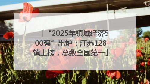“2025年镇域经济500强”出炉：江苏128镇上榜，总数全国第一