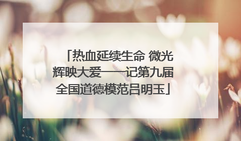 热血延续生命 微光辉映大爱一一记第九届全国道德模范吕明玉