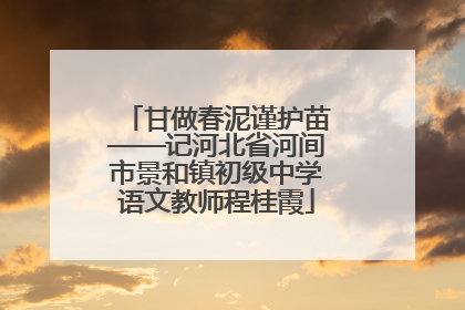 甘做春泥谨护苗——记河北省河间市景和镇初级中学语文教师程桂霞