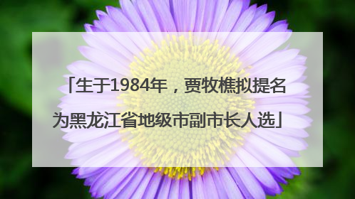 生于1984年，贾牧樵拟提名为黑龙江省地级市副市长人选