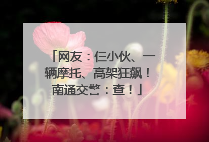网友：仨小伙、一辆摩托、高架狂飙！南通交警：查！