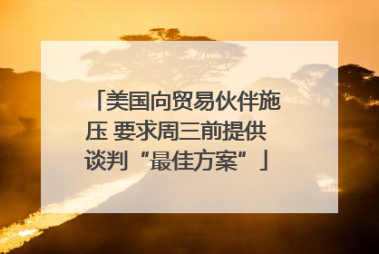 美国向贸易伙伴施压 要求周三前提供谈判“最佳方案”
