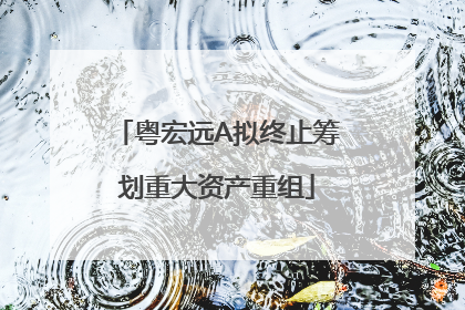 粤宏远A拟终止筹划重大资产重组