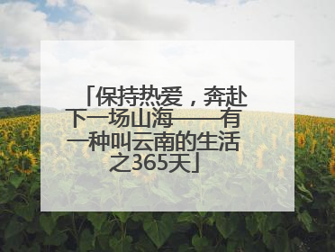 保持热爱，奔赴下一场山海——有一种叫云南的生活之365天