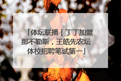体坛联播｜丁丁加盟那不勒斯，王皓先农坛体校招聘笔试第一