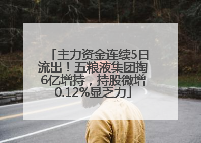 主力资金连续5日流出！五粮液集团掏6亿增持，持股微增0.12%显乏力