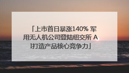 上市首日暴涨140% 军用无人机公司登陆纽交所 AI打造产品核心竞争力