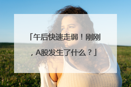 午后快速走弱！刚刚，A股发生了什么？