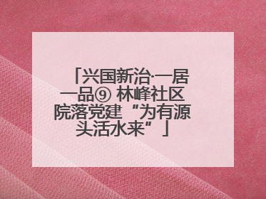 兴国新治·一居一品⑨ 林峰社区院落党建“为有源头活水来”