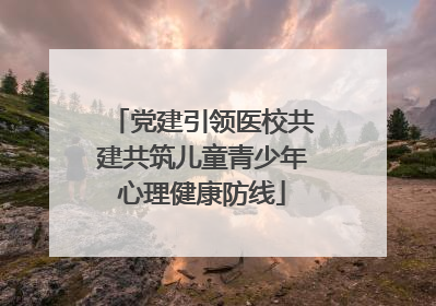 党建引领医校共建共筑儿童青少年心理健康防线