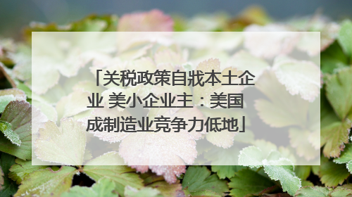 关税政策自戕本土企业 美小企业主：美国成制造业竞争力低地