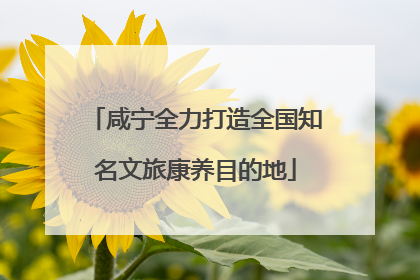 咸宁全力打造全国知名文旅康养目的地