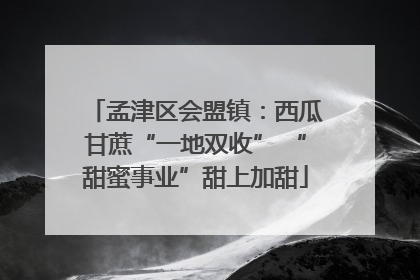 孟津区会盟镇：西瓜甘蔗“一地双收” “甜蜜事业”甜上加甜