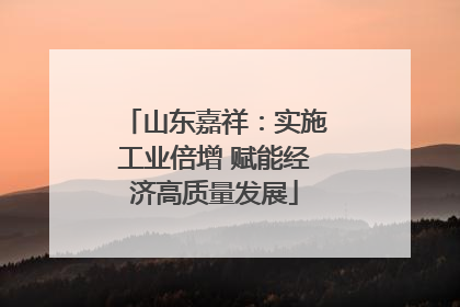 山东嘉祥：实施工业倍增 赋能经济高质量发展