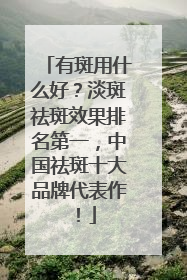 有斑用什么好？淡斑祛斑效果排名第一，中国祛斑十大品牌代表作！