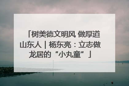 树美德文明风 做厚道山东人｜杨东亮：立志做龙居的“小丸童”