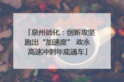泉州德化：创新攻坚跑出“加速度” 政永高速冲刺年底通车