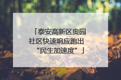 泰安高新区奥园社区快速响应跑出“民生加速度”