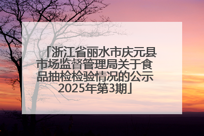 浙江省丽水市庆元县市场监督管理局关于食品抽检检验情况的公示2025年第3期