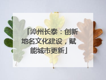 漳州长泰：创新地名文化建设，赋能城市更新