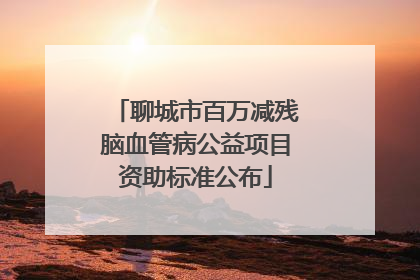 聊城市百万减残脑血管病公益项目资助标准公布