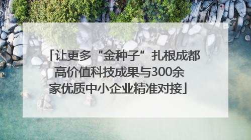让更多“金种子”扎根成都 高价值科技成果与300余家优质中小企业精准对接