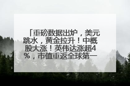 重磅数据出炉，美元跳水，黄金拉升！中概股大涨！英伟达涨超4%，市值重返全球第一！黄仁勋计划出售至多600万股股票