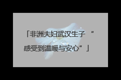 非洲夫妇武汉生子 “感受到温暖与安心”