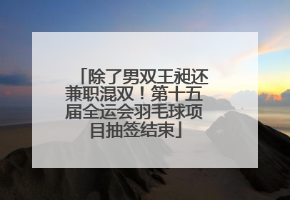 除了男双王昶还兼职混双！第十五届全运会羽毛球项目抽签结束